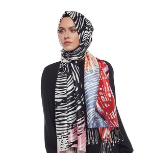 Colorful Zebra Print Silk Scarf Model 01 - Thumbnail