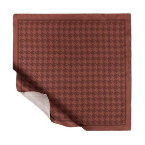 Copper Houndstooth Silk Twill Scarf - Thumbnail