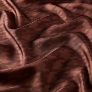 Copper Houndstooth Silk Twill Scarf - Thumbnail