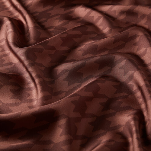 Copper Houndstooth Silk Twill Scarf