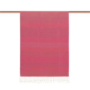 Coral Block Striped Reversible Silk Scarf - Thumbnail