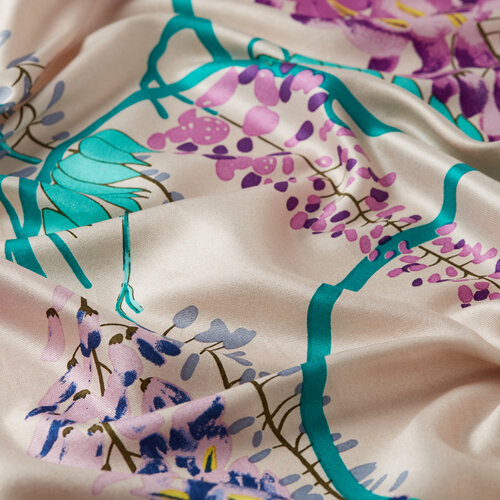 Cream Acacia Print Silk Shawl