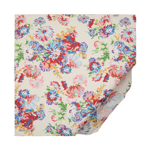 Cream Chrysanthemum Print Cotton Scarf - Thumbnail