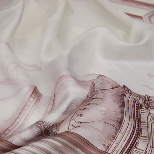 Cream Coffee Riviera Twill Silk Scarf