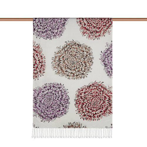 Cream Dahlia Print Silk Shawl