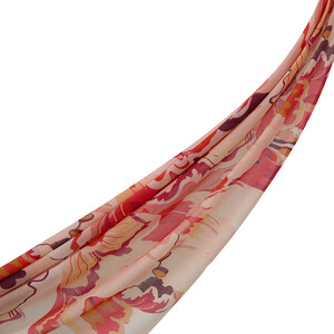 Cream Flower Marble Cotton Scarf - Thumbnail