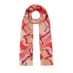 Cream Flower Marble Cotton Scarf - Thumbnail