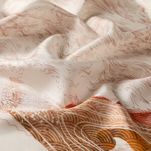 ipekevi - Cream Kyoto Garden Twill Silk Scarf (1)