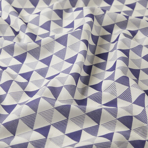 Cream Navy Pyramid Print Cotton Scarf - Thumbnail