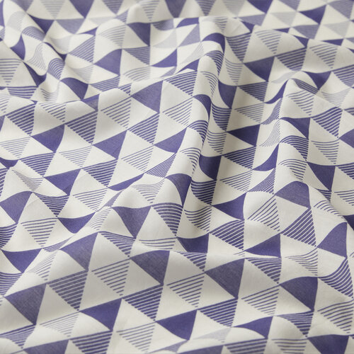 Cream Navy Pyramid Print Cotton Scarf