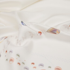 ipekevi - Cream Pearl Paradise Twill Silk Scarf (1)