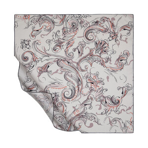 Cream Purple Twill Silk Scarf - Thumbnail