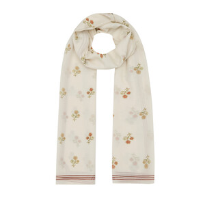 Cream Vintage Wall Cotton Scarf - Thumbnail