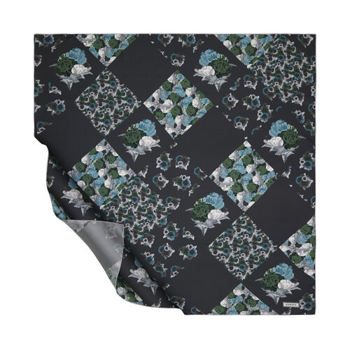 Dark Charcoal Lego Flower Silk Twill Scarf