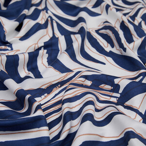 Dark Navy Palm Springs Print Silk Scarf - Thumbnail