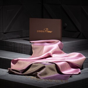 Dark Red Reversible Silk Scarf - Thumbnail