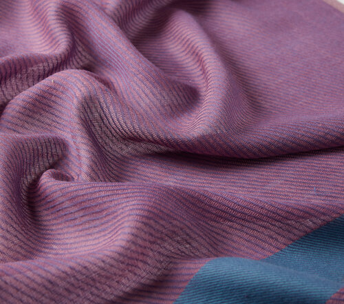 Dry Rose Petrol Bordered Wool Silk Scarf