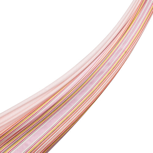 Dusty Pink Rainbow Striped Cotton Silk Scarf