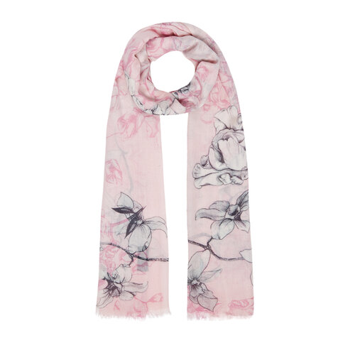 Dusty Pink Winter Roses Print Scarf