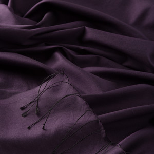 Eggplant Purple Plain Silk Scarf - Thumbnail