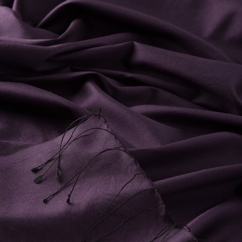 Eggplant Purple Plain Silk Scarf