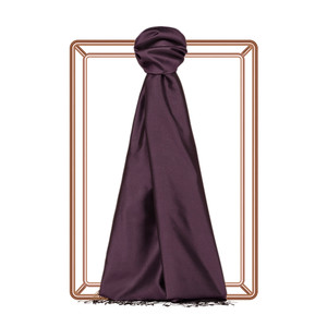 Eggplant Purple Plain Silk Scarf - Thumbnail