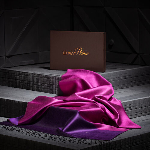 Elegant Purple Reversible Silk Scarf