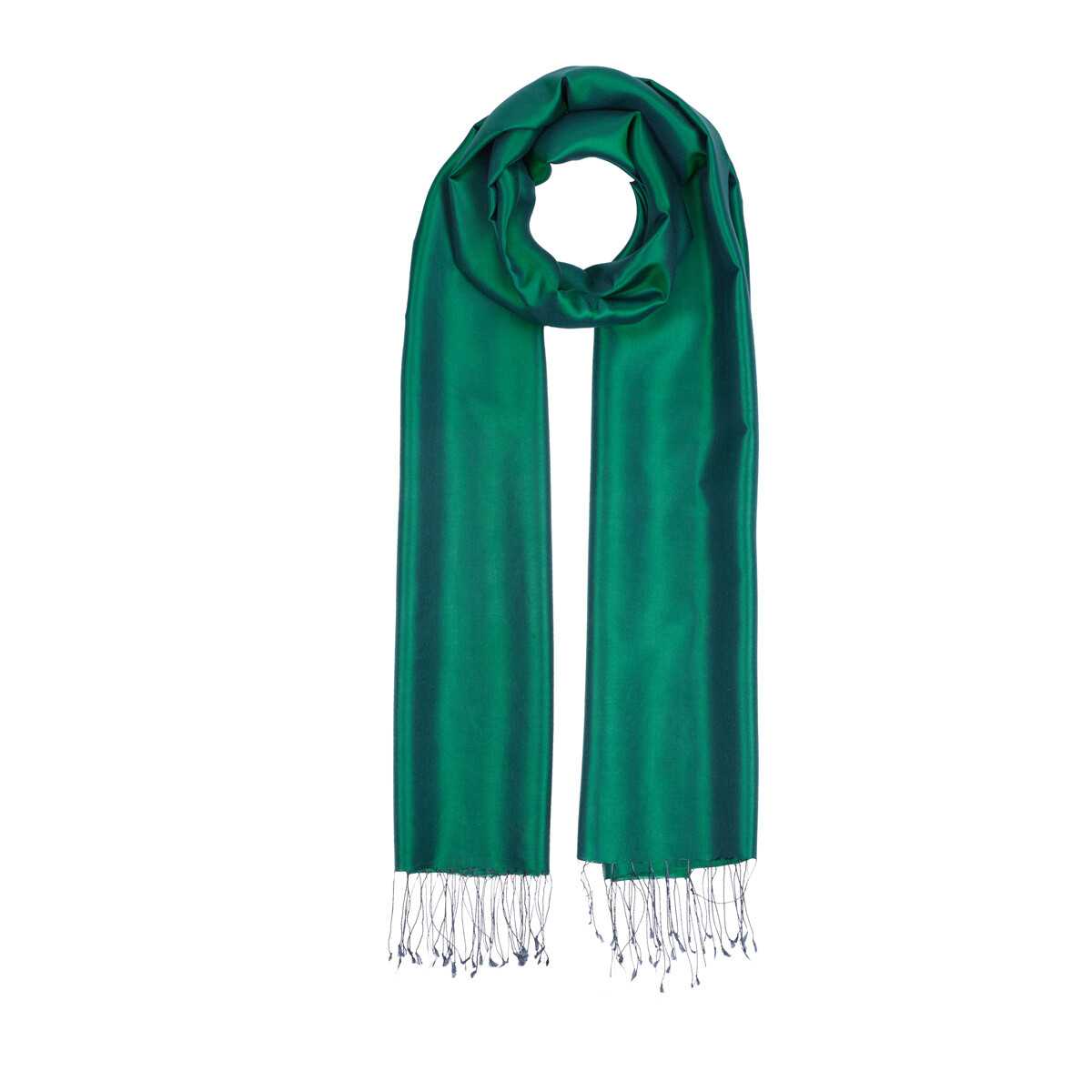 Emerald Green Thin Shantung Silk Neck Scarf Ipekevi