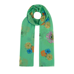 Emerald Single Bloom Cotton Scarf - Thumbnail