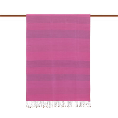 Fuchsia Charcoal Block Striped Reversible Silk Scarf