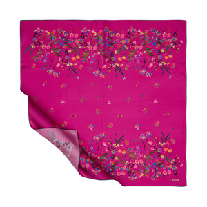 Fuchsia Day Dream Twill Silk Scarf - Thumbnail