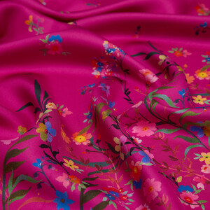 Fuchsia Day Dream Twill Silk Scarf - Thumbnail