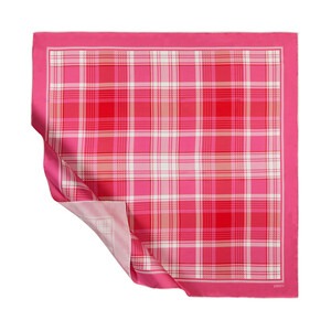 Fuchsia London Plaid Silk Twill Scarf - Thumbnail