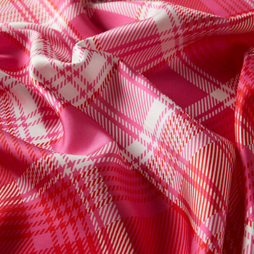 Fuchsia London Plaid Silk Twill Scarf