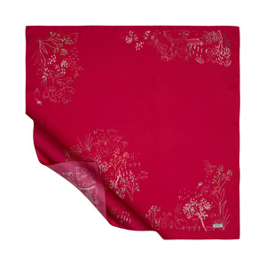 Fuchsia Pretty Garden Twill Silk Scarf - Thumbnail