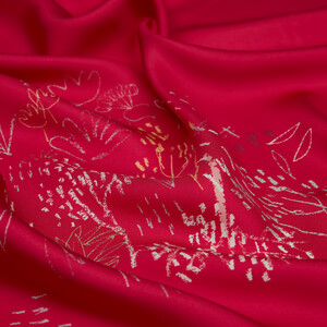 ipekevi - Fuchsia Pretty Garden Twill Silk Scarf (1)