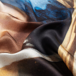 Girl with a Pearl Earring Satin Silk Pocket Square - Thumbnail