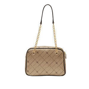 Gold Monogram Chain Detailed Shoulder Bag - Thumbnail