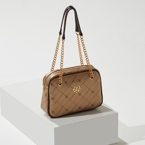 Gold Monogram Chain Detailed Shoulder Bag