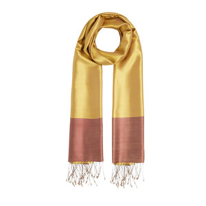 Gold Brick Red Reversible Silk Scarf - Thumbnail