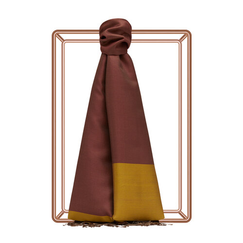 Gold Brick Red Reversible Silk Scarf