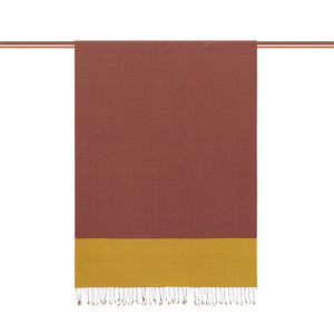 Gold Brick Red Reversible Silk Scarf - Thumbnail