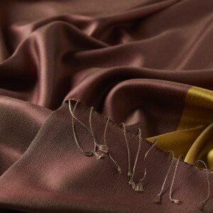 Gold Brick Red Reversible Silk Scarf - Thumbnail