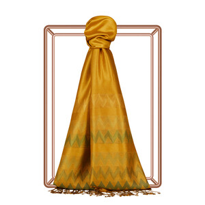 Gold Zigzag Silk Scarf - Thumbnail