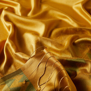 Gold Zigzag Silk Scarf - Thumbnail