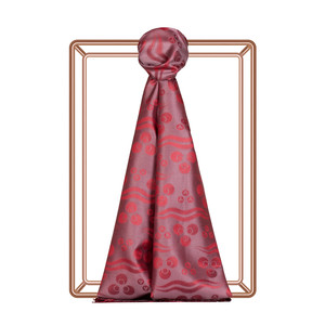 Gray Cintemani Jacquard Silk Scarf - Thumbnail