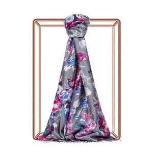 Gray Garden Spirit Print Silk Scarf - Thumbnail