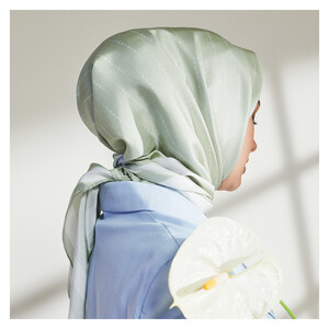 Green Almond Signature Silk Twill Scarf - Thumbnail