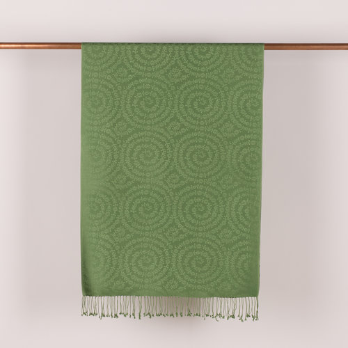 Green Golden Horn Pattern Silk Scarf Shaw