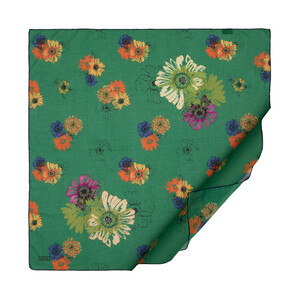 Green Single Bloom Cotton Scarf - Thumbnail